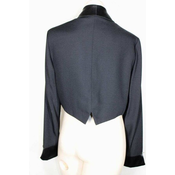 J.R. Nites by Caliendo 10 Elegant Black Open Front Crystal Buttons Short Jacket - Picture 3 of 6